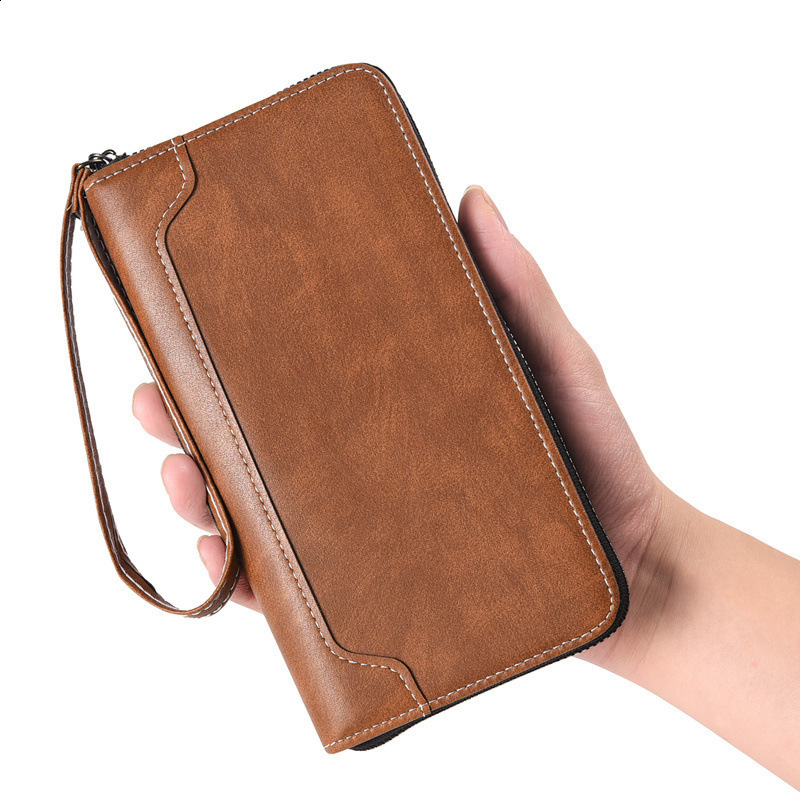 Wallet mens large capacity long tote bag for outdoor use mobile phone bag for mens grab bag handbag zipper style 240812
