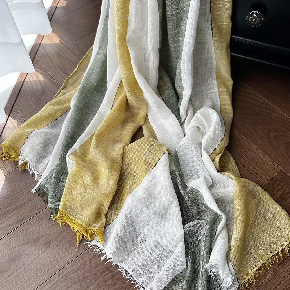 T641 Spring and Summer New Scarf Color Matching Artistic Small Fresh Contrast Color Beach Towel Shawl