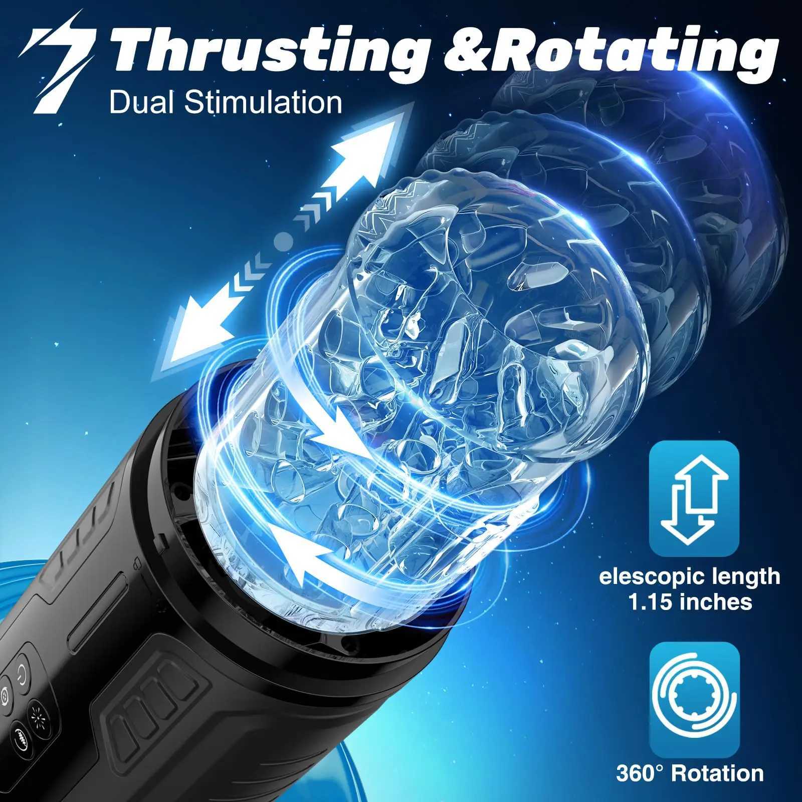 Automatic Telescopic Thrusting Rotating Male Masturbator Cup Licking Vibrating Masturbation Blowjob Pussy Adult Sex Toys for Men W250506