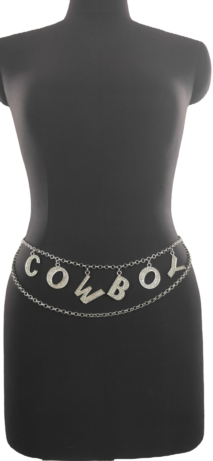 MW2936waist chain fashion rhinestone inlaid letter pendant wave flow Su chain waist chain waist accessory