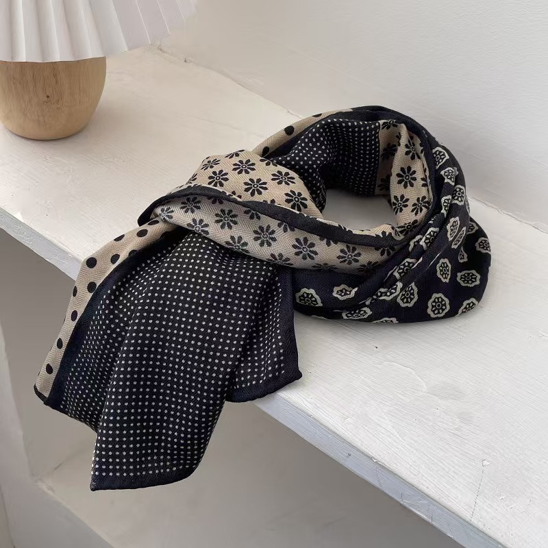 T633 new woolen plaid scarf for women, high-end and versatile polka dot shawl, dual-use long neck scarf