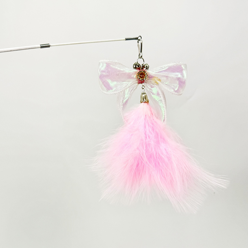 Factory wholesale wooden handle magic color fishtail yarn interactive stick toy cat