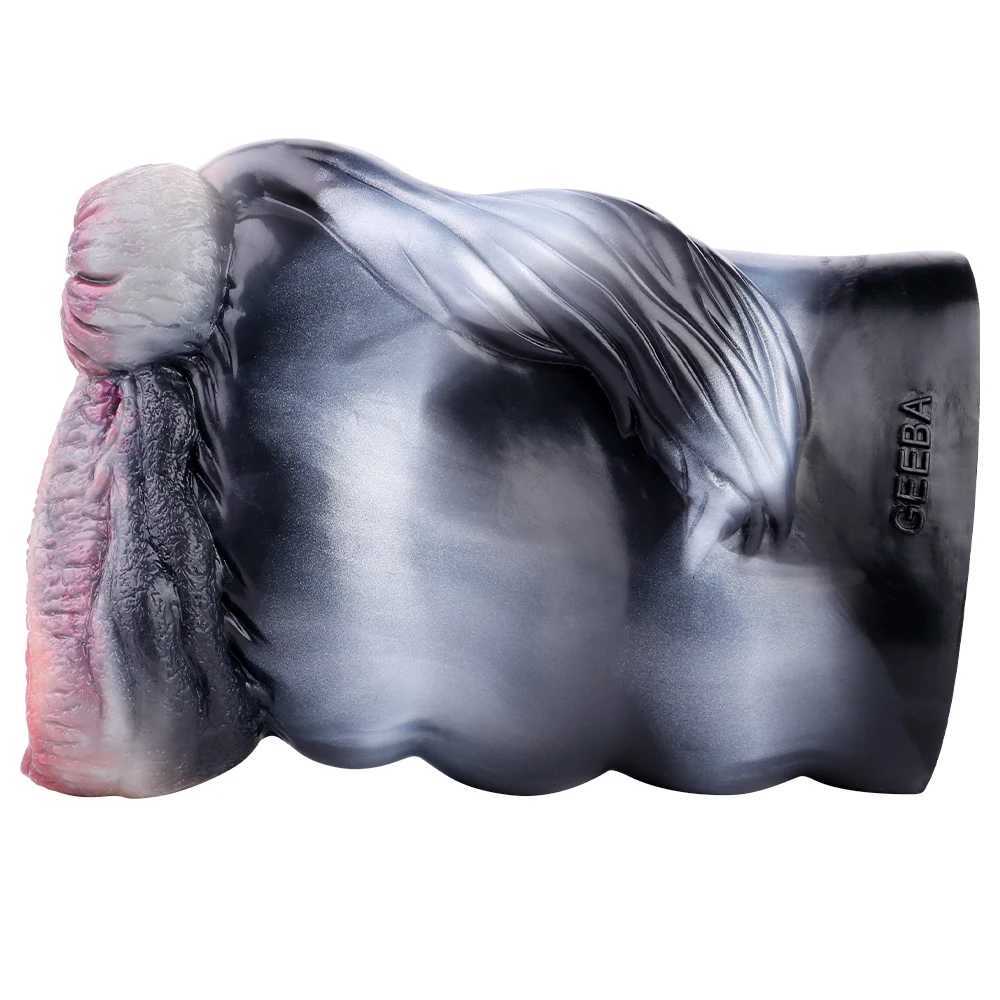 GEEBA Dual Channel Animal Horse Masturbation Cup Soft Silicone Male Masturbator Real Vaginal Prostate Massage Adult Sex Toy W250506