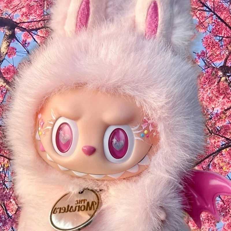 Monster Labubu Series 17cm Zimomo Angel Pink Heartbeat Creative Change Blind Box Backpack Pendant Doll Birthday Gift ToyXJ250506