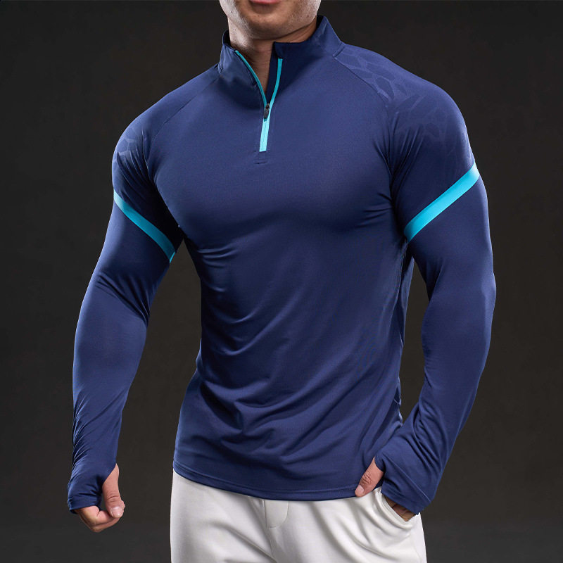 Long sleeved mens casual fashion sports slim fit elastic fitness outdoor top mens yoga trend