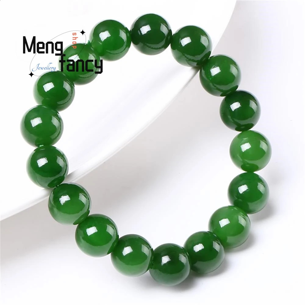 Natural Hetian Jade Jasper Elastic Bracelet Charm Exquisite Jewelry Couple Personalized Bead Mens Holiday Gift 250425