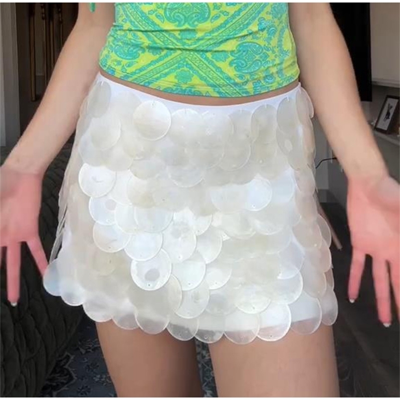 Sequin Mini Skirt Women Sexy Slim Shiny Fashion Chic Short Skirts Female Spring Summer Beach Streetwears Lady 250429