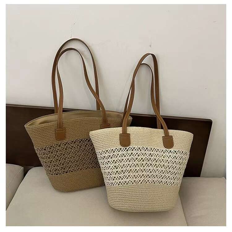 Summer Woven Bag Beach Bag Straw Large Capacity New Summer Seaside Outdoor Shoulder Hollowed Out Woven Crossbody Bag Vacation Style KQ KQ