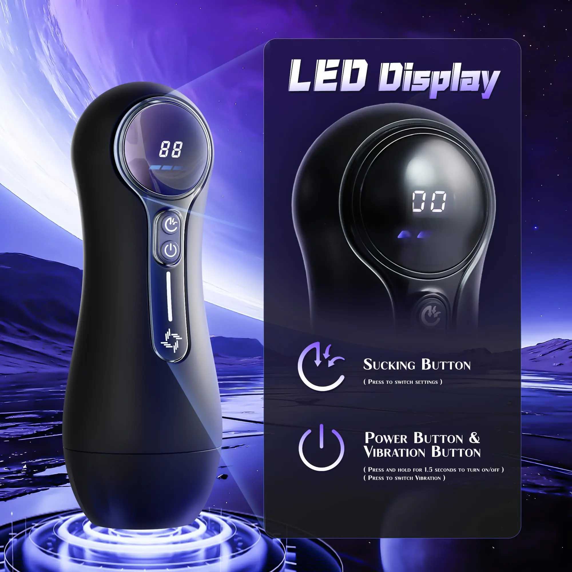 Realistic Vagina Automatic Male Sucking Masturbator with LED Display Pocket Pussy 9 Vibration Penis Massager Adult Sex Toy 18XJ250506