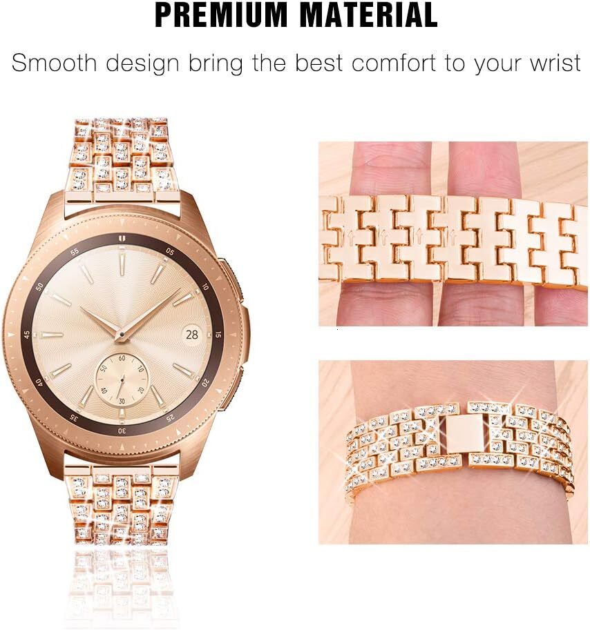 compatible with Galaxy 7/6/5/4 40mm 44mm/Galaxy Watch FE 2024/Watch 3 41mm/Watch 42mm/Active 2 strap, 2-piece set 20mm women's jewelry shiny