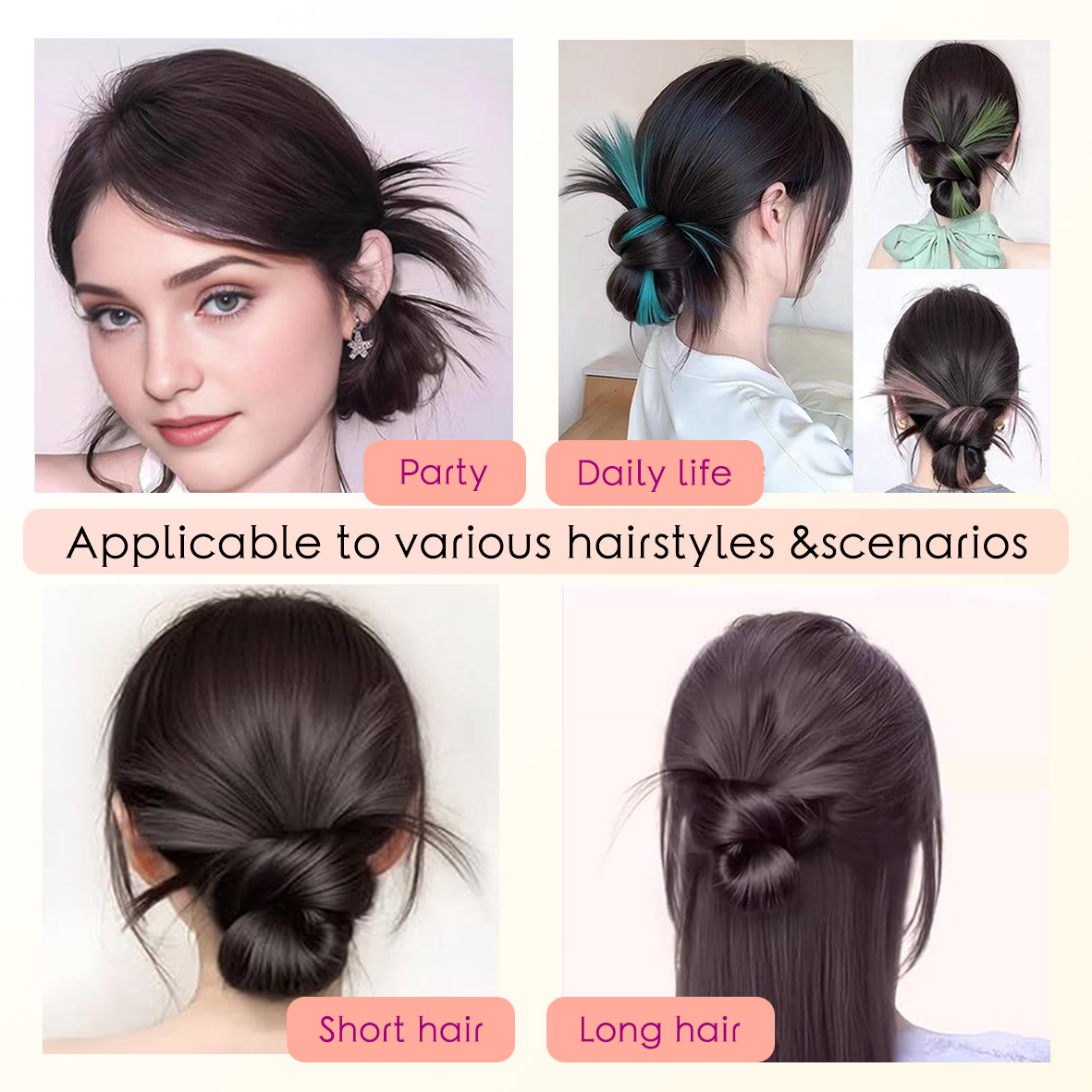 YK Women's Gripper Feather Bun Wig Natural and Stable, Available in 7 Colors Feather Ball Head Easily Increases Your Hair Volume