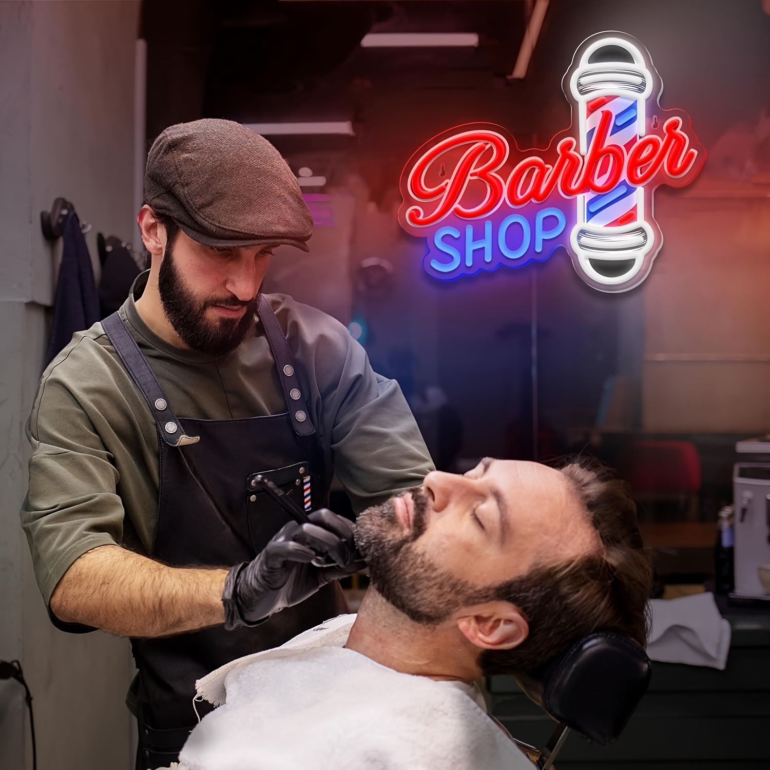 Barber Shop Neon Sign LED Lights for Hair Salon Decor - Dimmable Advertising Light Up for Studio, Business Store - Hairdresser Gift