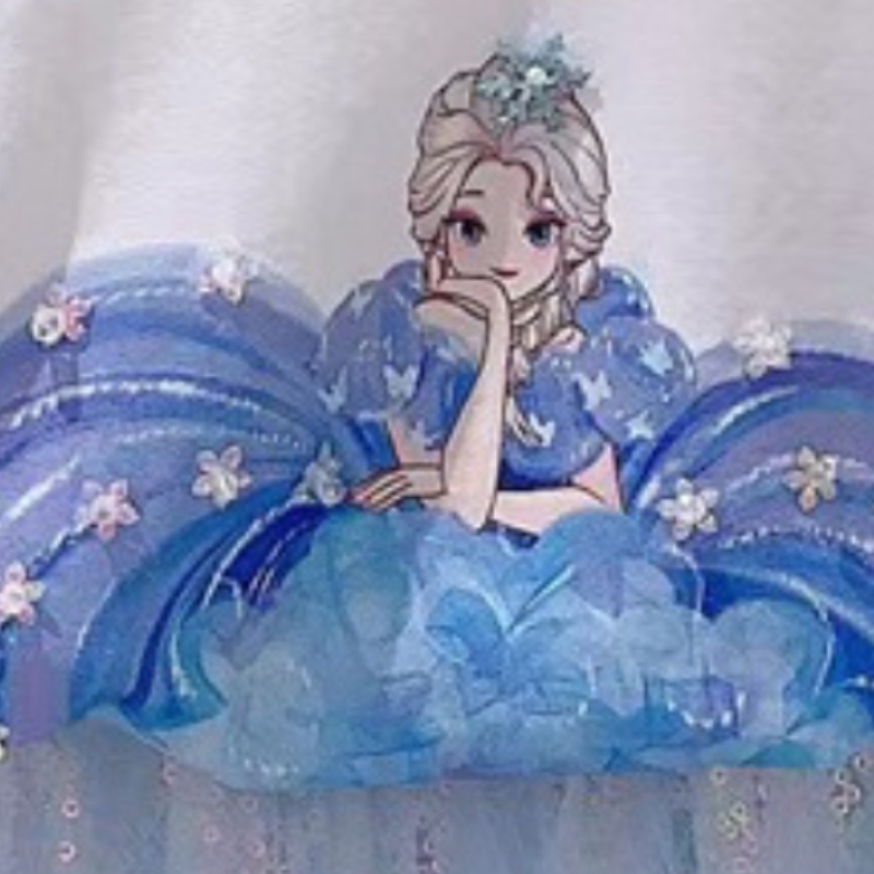 DISNEY kids designer clothes Elsa princess kids short-sleeved t-shirt two-piece set baby half-length skirt comfortable and soft with no label design.