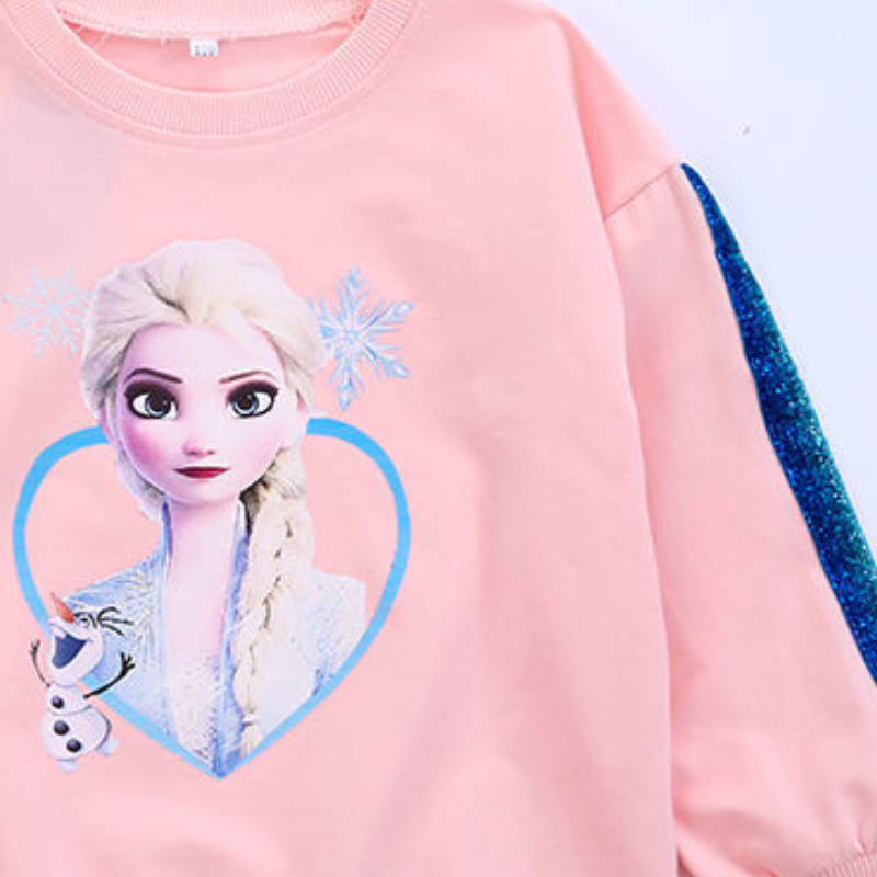 DISNEY Elsa princess kids clothes baby designer clothes Frozen girl two-piece set kids designer clothes Soft fabric.