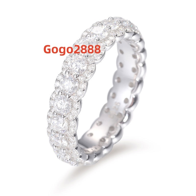 European American New S925 Sterling Silver Moissanite Ring Rock Candy Hip Hop Style Size 6 to 12 Ring Accessories in Stock