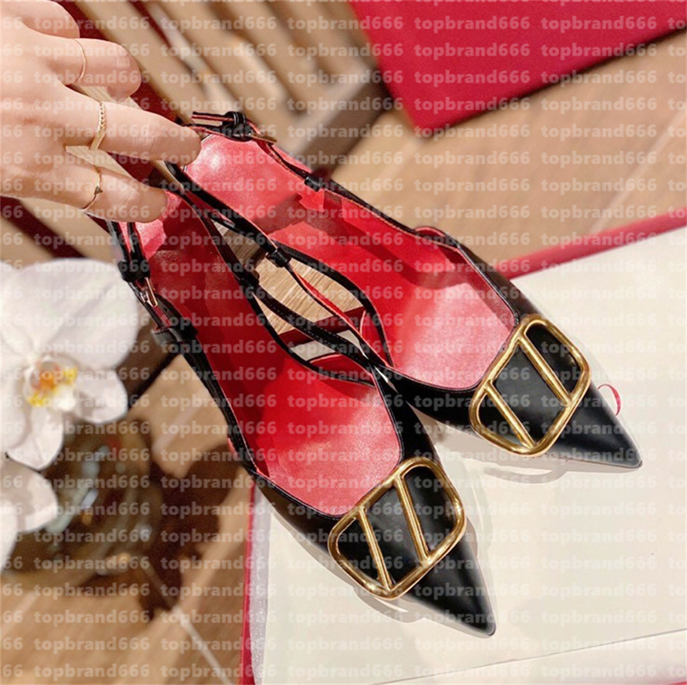 Chaussures à talons hauts Sandales Sandales Pumps Femmes Chaussures pointues Classics Metal V-Buckle Nude Black Red Matte 6cm 8cm 10cm Talons min