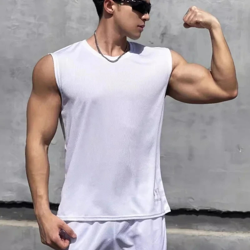 Summer Mens Fitness Tshirt Training Sports Tank Top Breathable Basketball Underwear No Sleep Fast Drying Running for Men 250430Z