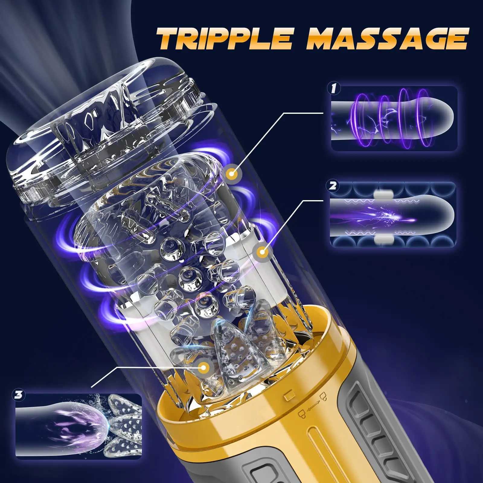 IPX6 LED Automatic Male Masturbator Cup 7 Rotating Licking Thusting Modes Pocket Pussy Stroker Blowjob Sex Toys For Men W250506
