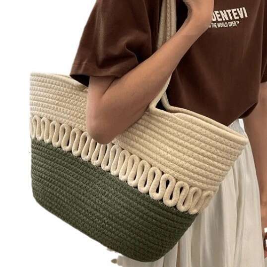 Summer Woven Bag Beach Bag Large Capacity New Cotton Thread Handbag Fashionable And Versatile Fairy Woven Single Shoulder Crossbody Beach Bag Women S 