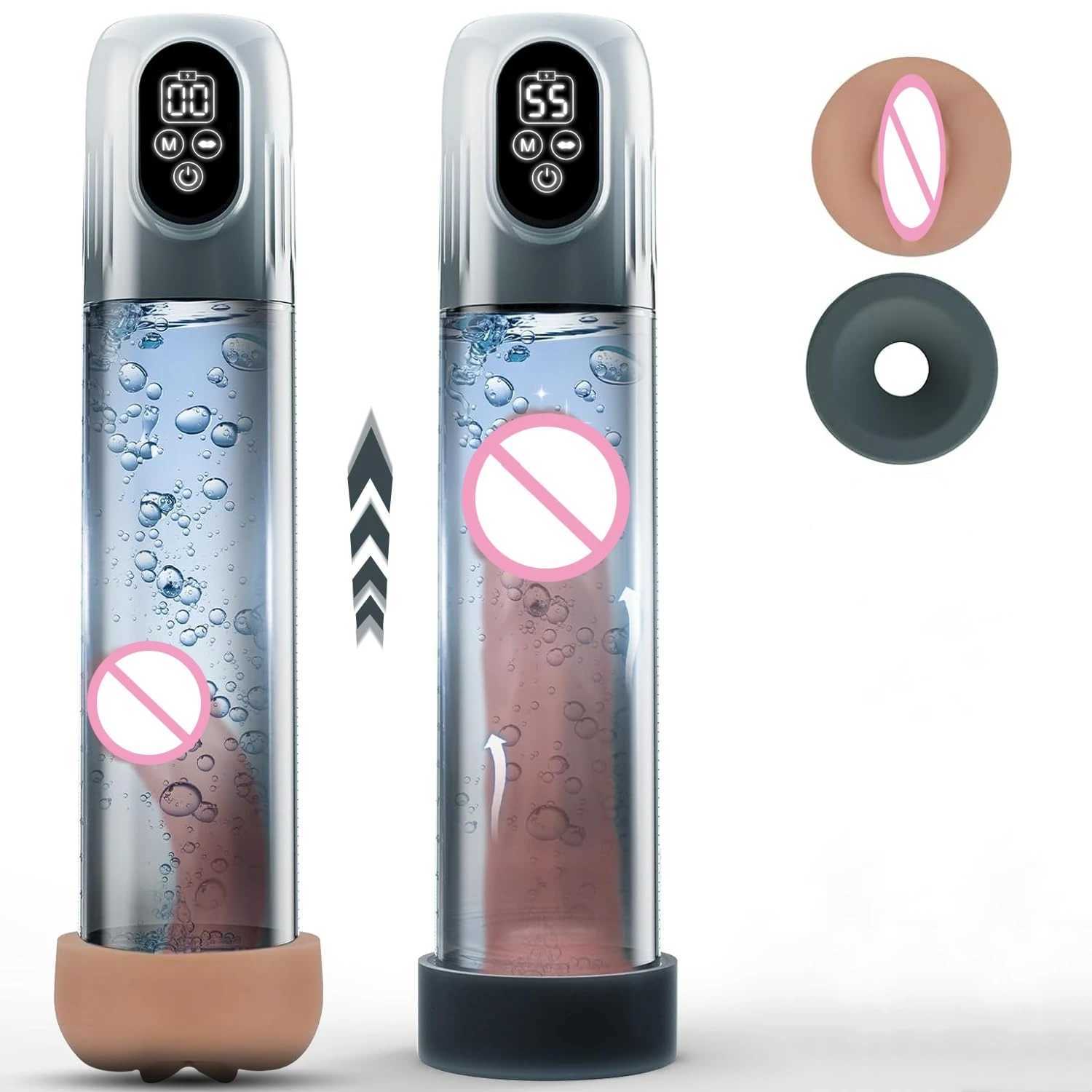 LCD electric penis pump automatic male masturbation vacuum pump with 4 training pressures and 5 temptation modes adult sex toy W250506