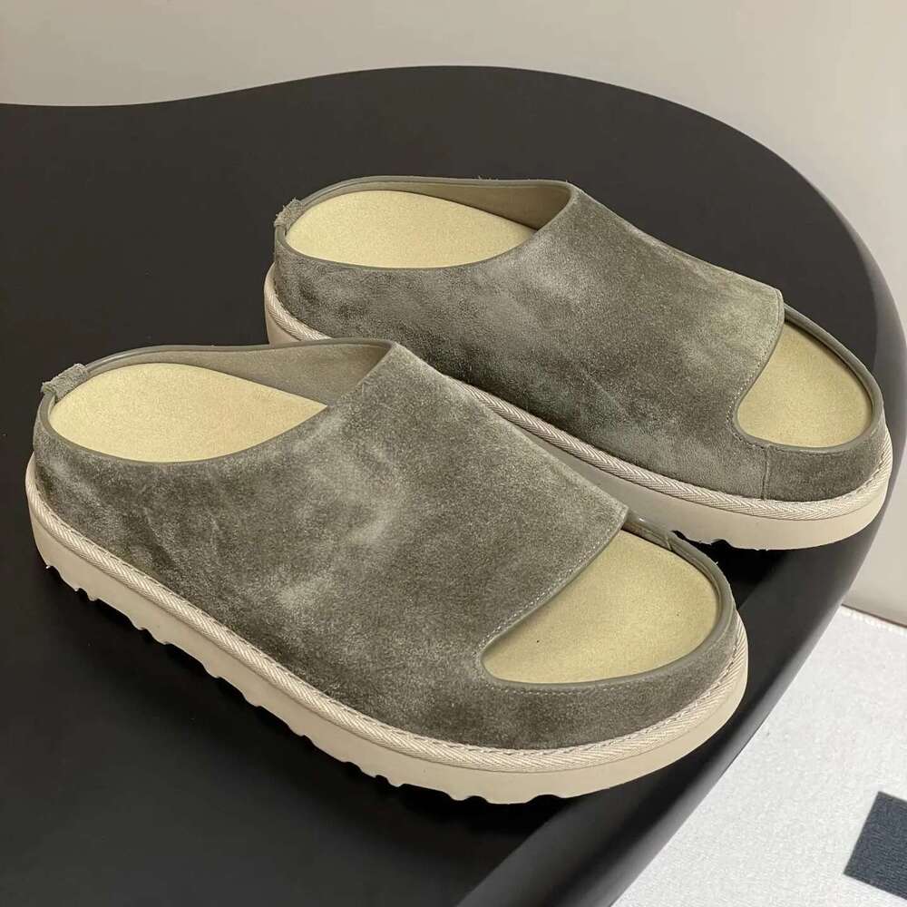 Round Toe Casual Mid Heels Solid Color Thick Bottom Shoes For Women Slip-On Concise Slippers Size 35-40 luxury Spring Autumn New