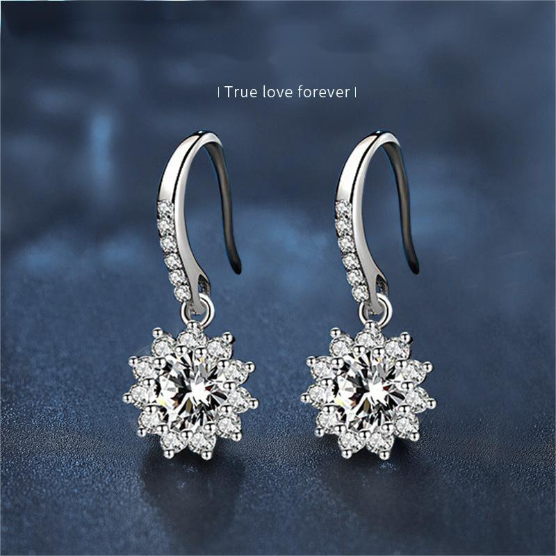 Sophisticated Dangling Sunflowers Adorned by High-Quality Moissanites Timeless Statement Jewels Crafted from Solid 925 Silver
