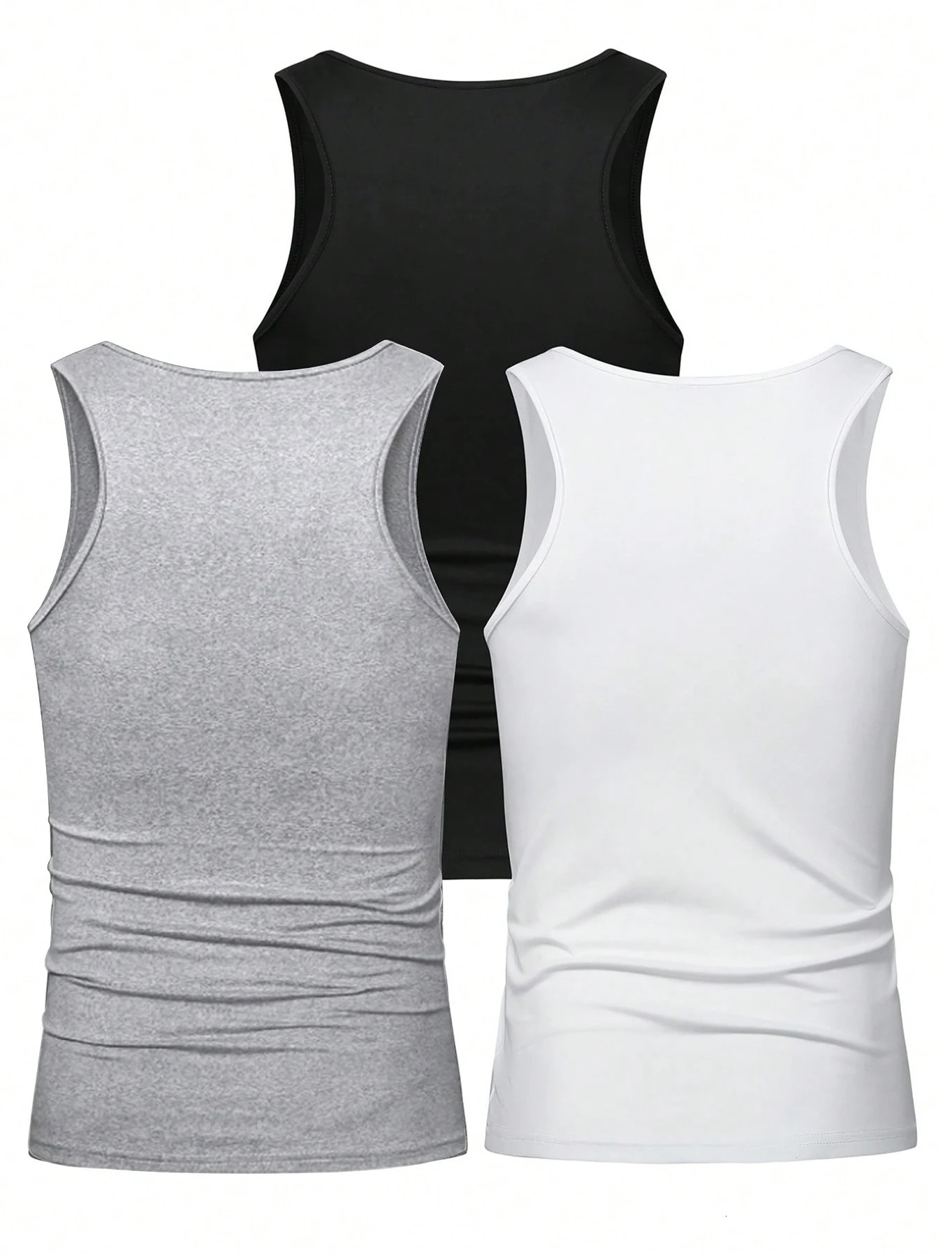 3 summer mens sleeveless vests solid underwear Oneck gym Tshirt fashionable casual slim fit vest 250430Z
