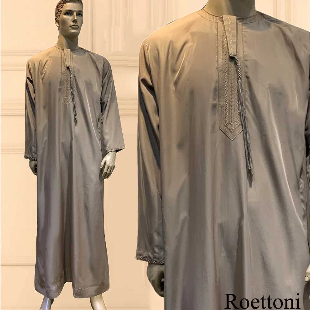 Long Sleeve Aman Abaya 1Piece Jubba Thobe For Men Kaftan Pakistan Muslim Saudi Arabia Djellaba Islam Clothing Prayer Robe AfghanXJ250506