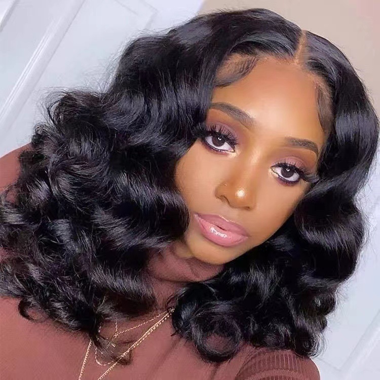 wig Womens high-temperature silk synthetic full top headband short curly hair small wave wig