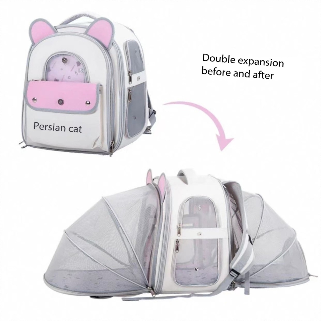 Cat bag for outdoor use, portable backpack with large capacity, lightweight travel, outdoor expansion, breathable pet backpack