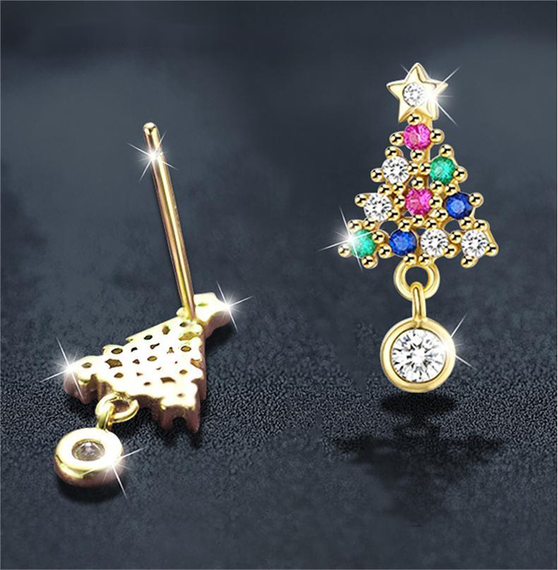 Festive Gifts: S925 Sterling Silver Colored Stone Christmas-Themed Studs