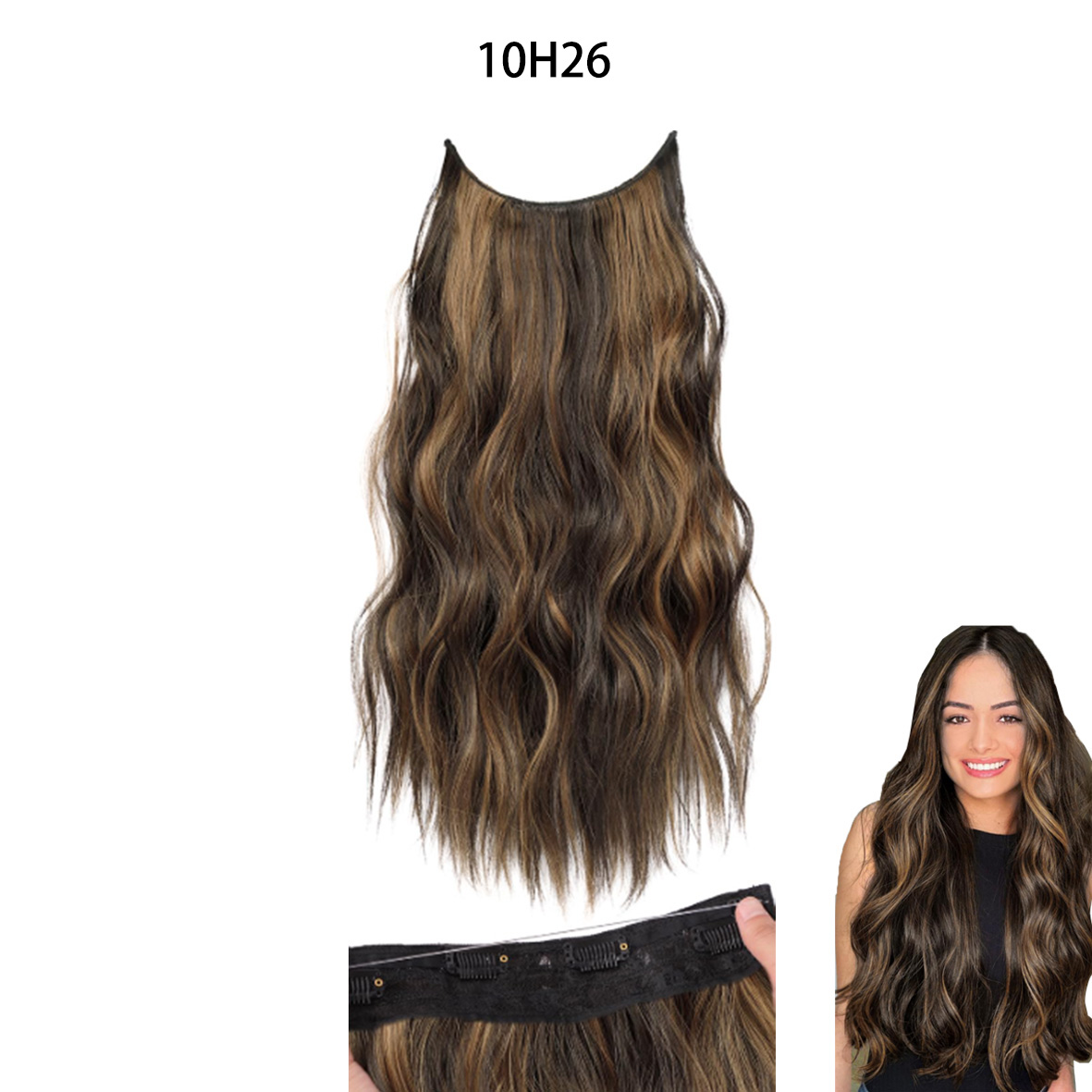 YK Elegant Womans Synthetic Hairpiece Featuring Adjustible Safety Clips & Hidden Design