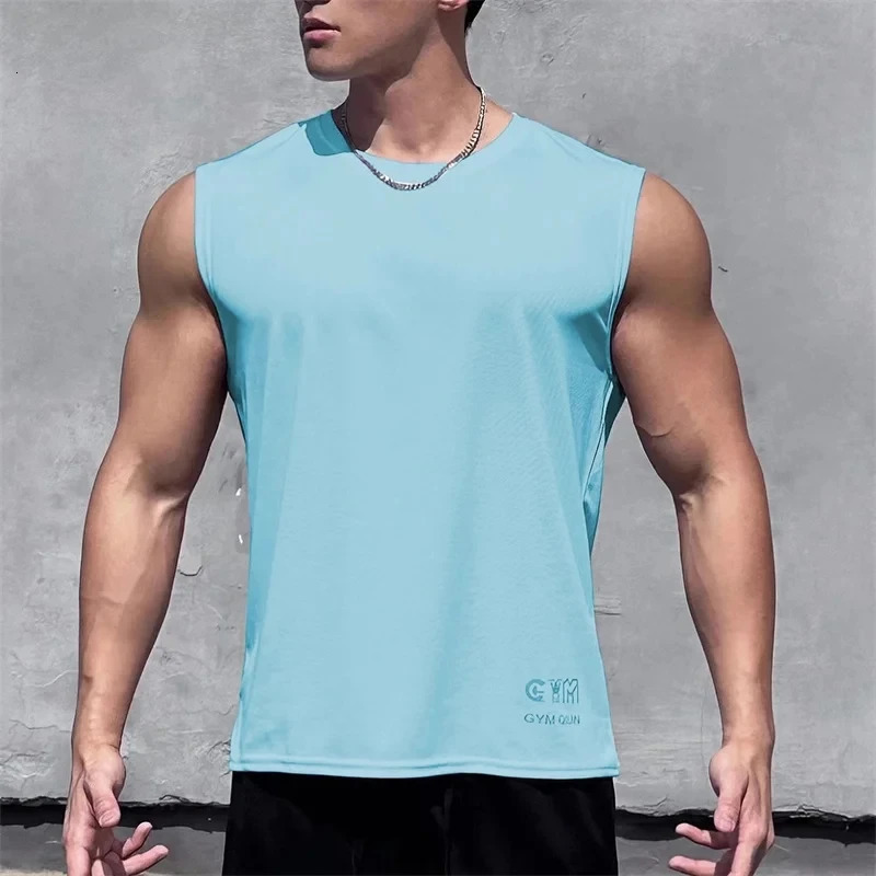 Summer Mens Fitness Tshirt Training Sports Tank Top Breathable Basketball Underwear No Sleep Fast Drying Running for Men 250430Z