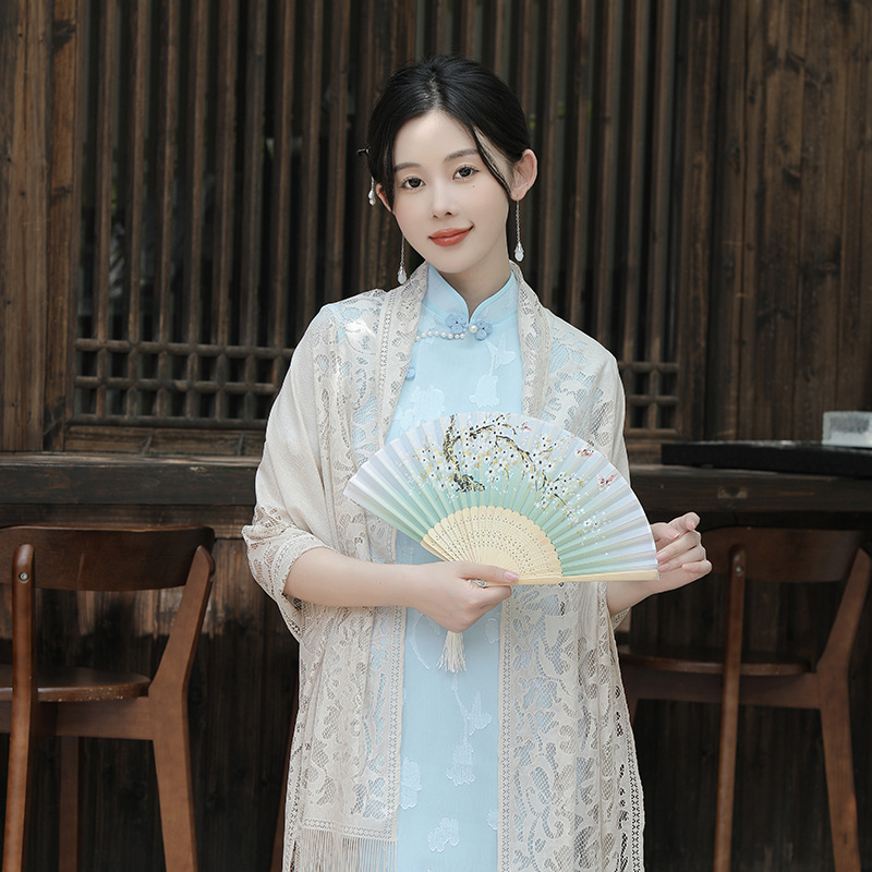 K633 Cheongsam shawl scarf silk scarf summer literary cardigan new spring and summer thin sunscreen long scarf hollow wholesale