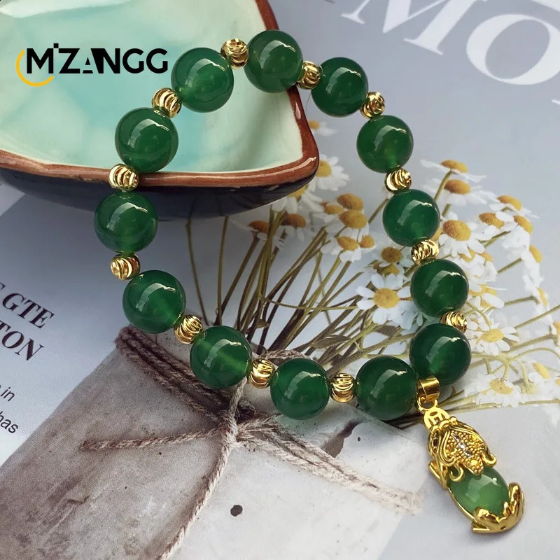 Natural Green Jade PiXiu Bracelet Alevel Agate Mens and Womens Fashion Exquisite Jewelry Lucky Charm 250425