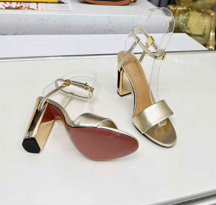 Luxury Lady's Summer Delfina Sandals Metallic Sequin Block-Heel Sandals Round Toe Delfina Pump Traced Heeled Woman wedding party dress Shoes Nude Black 35-43