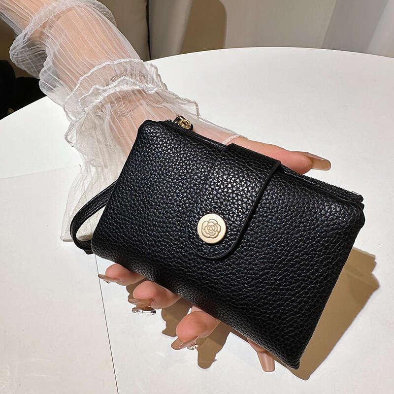 Women's New Lychee Pattern Solid Color Card Bag Thin Short Simple Zero Wallet designer bag