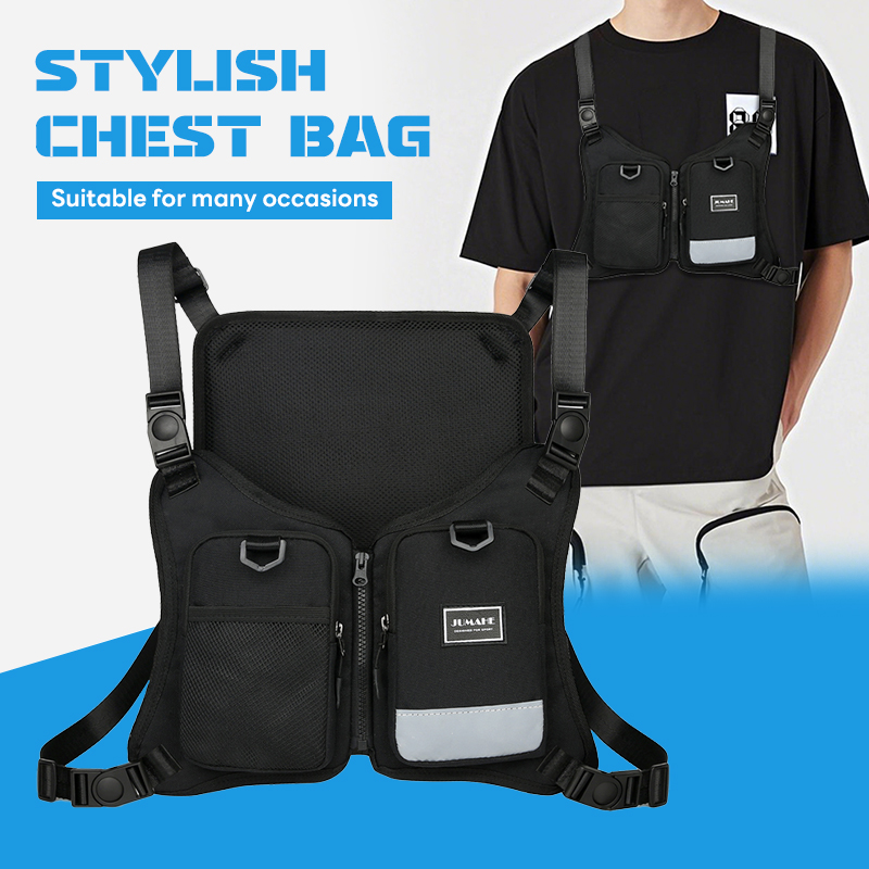 chest bag for men tactical inspired sports utility chest pack edc pouch bag with builtin phone holder for workouts running cycling 555