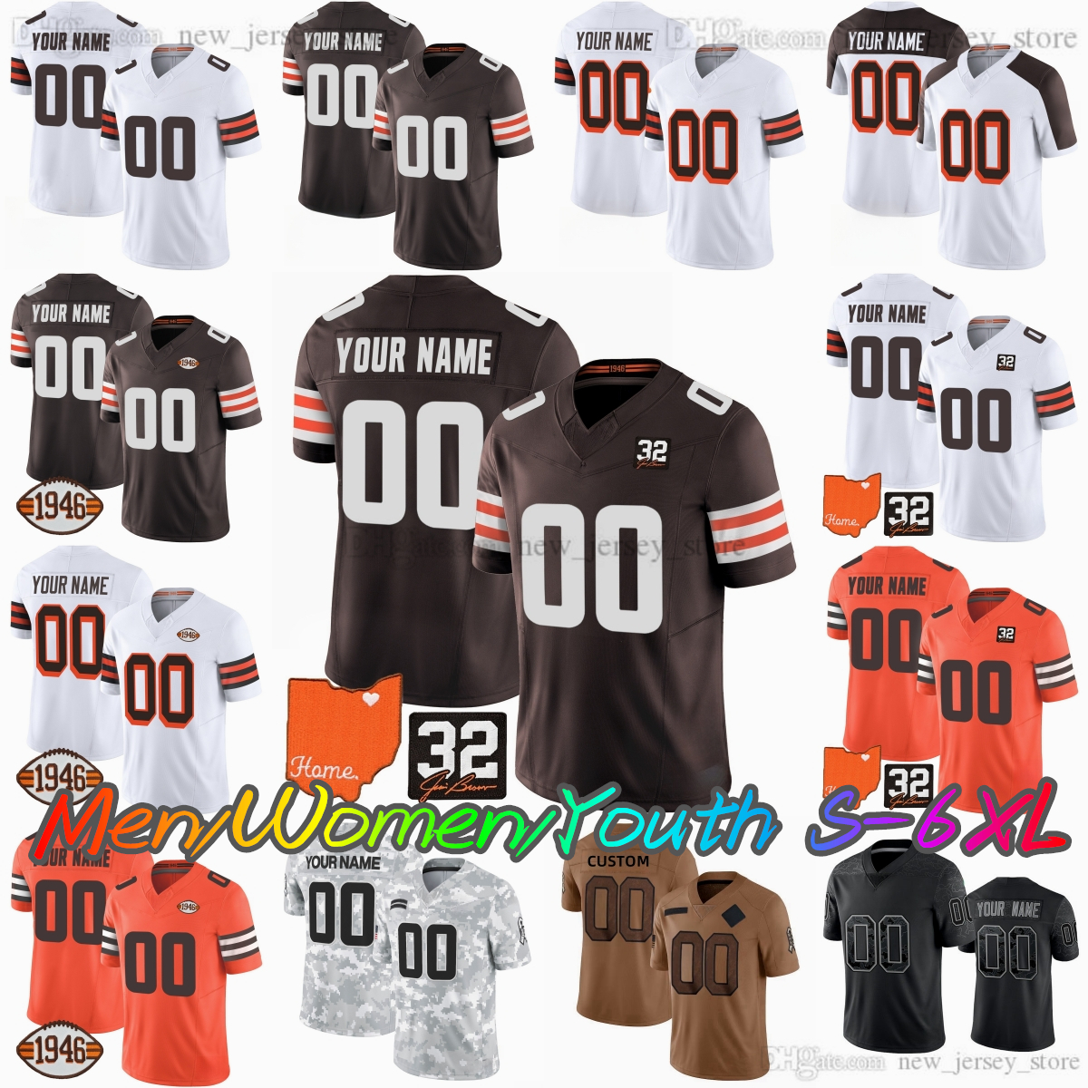 2025 Draft DIY Custom S-6XL 12 Shedeur Sanders Football Jersey 95 Myles Garrett Mason Graham Joe Flacco Jerome Ford Dillon Gabrie David Njoku Jones Stitched jersey