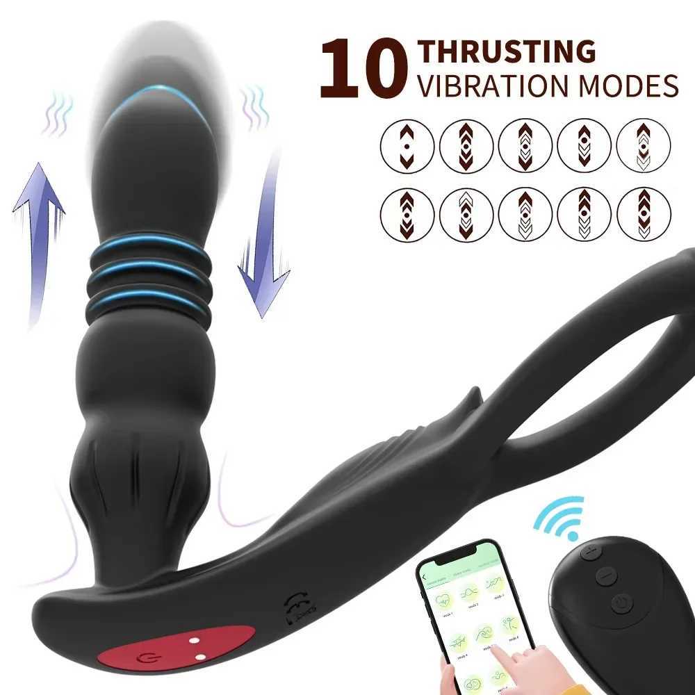 Male Prostate Stimulating Massager Wireless Remote Control Butplus Vibrator Male Anal Pseudo Penis Prostate Stimulator Sex Toy W250506