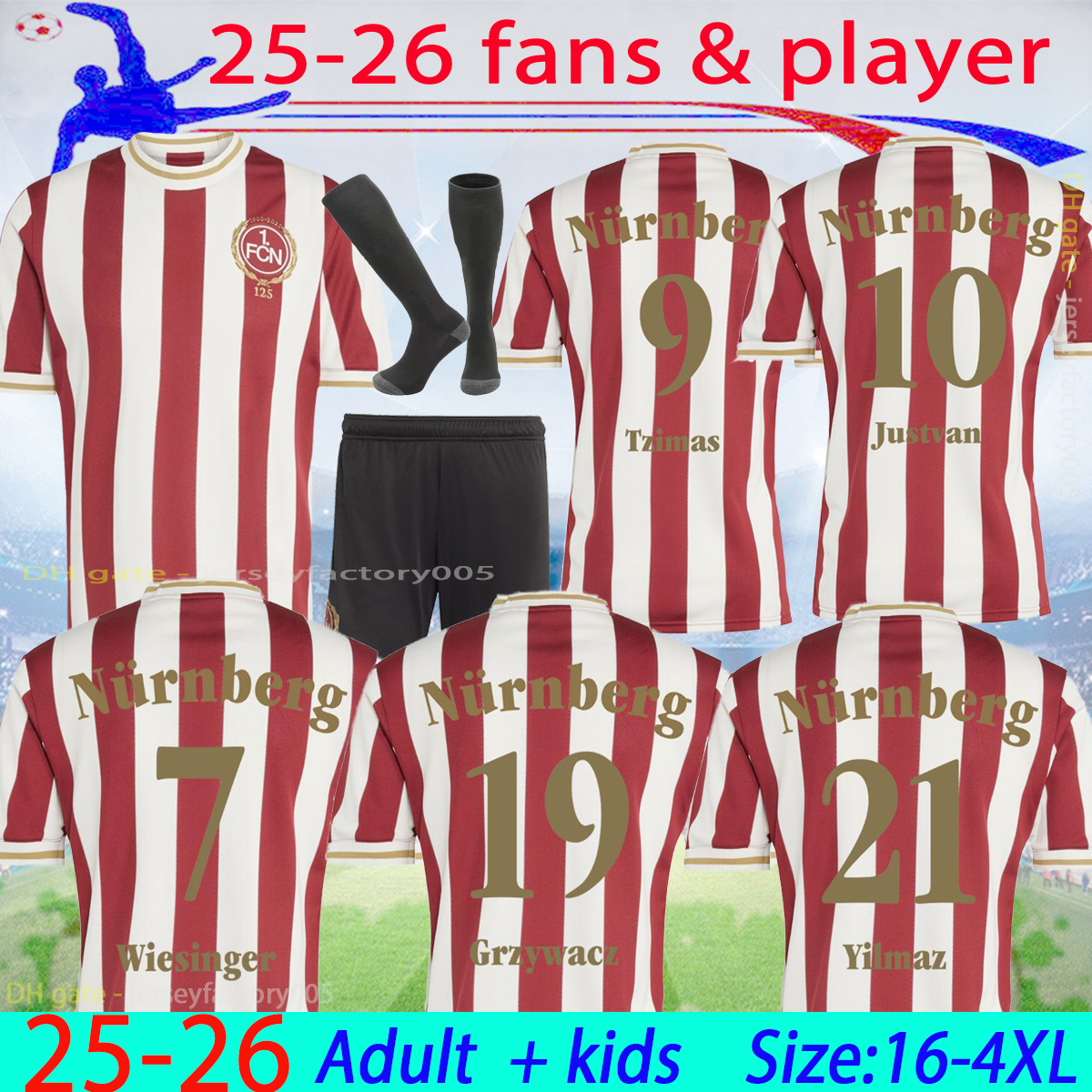 2025 Nurnberg 125-Year Anniversary Kit Soccer Jerseys REICHERT TZIMAS JUSTVAN ORTEGEL Football Shirt Uniforms