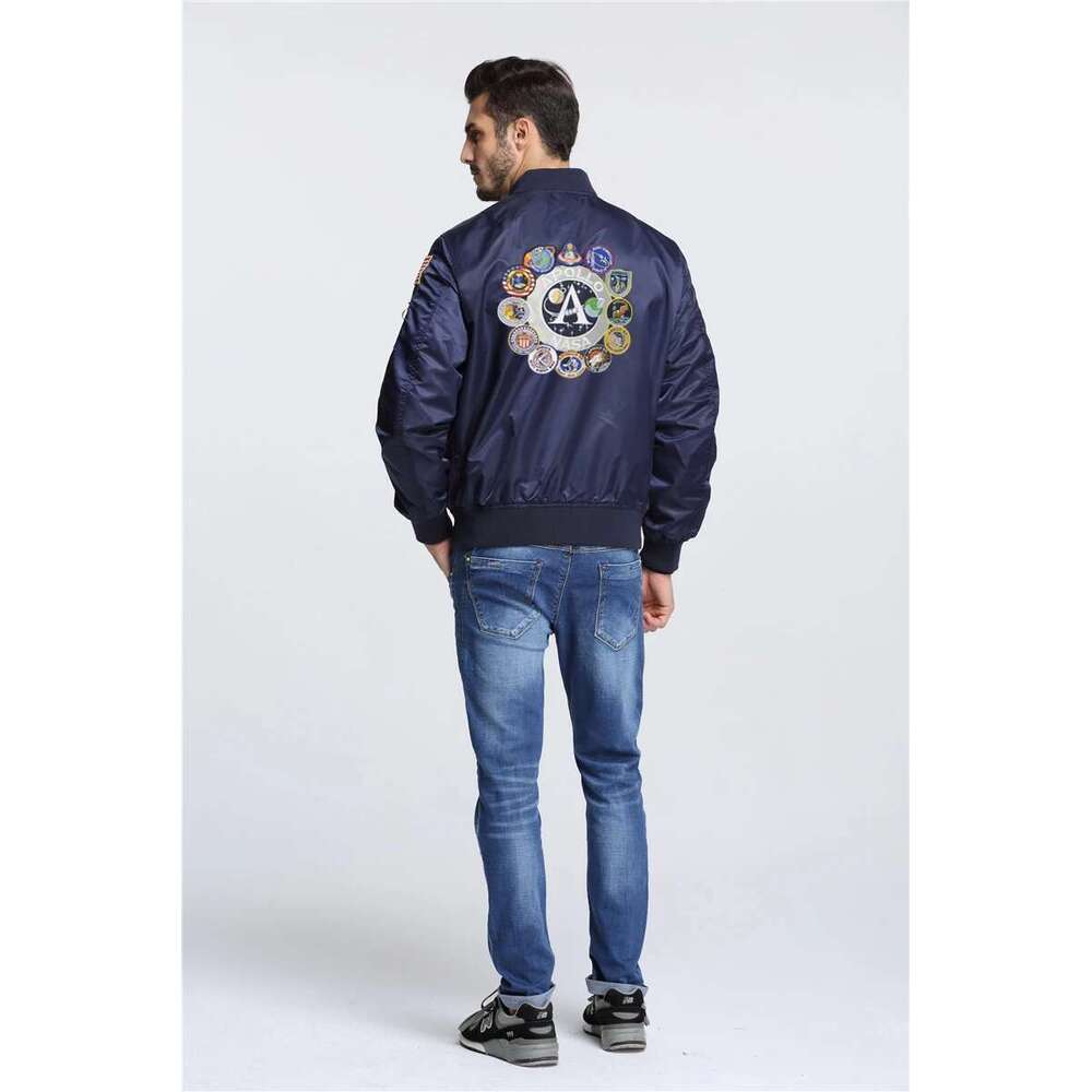 2023 New Autumn Apollo 100Th SPACE SHUTTLE MISSION Thin Ma1 Bomber Hiphop US Air Force Pilot Flight College Jacket For Men