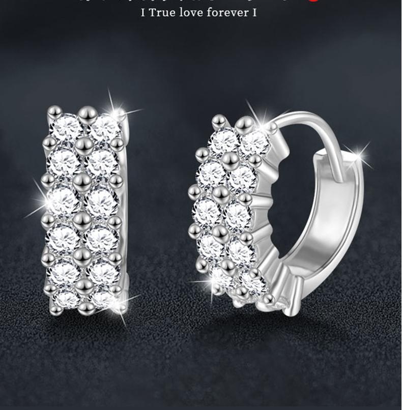 Elegant Double Row Moissanite Earrings - 925 Sterling Silver, Dazzling Sparkle, Hypoallergenic, Perfect Gift for Her