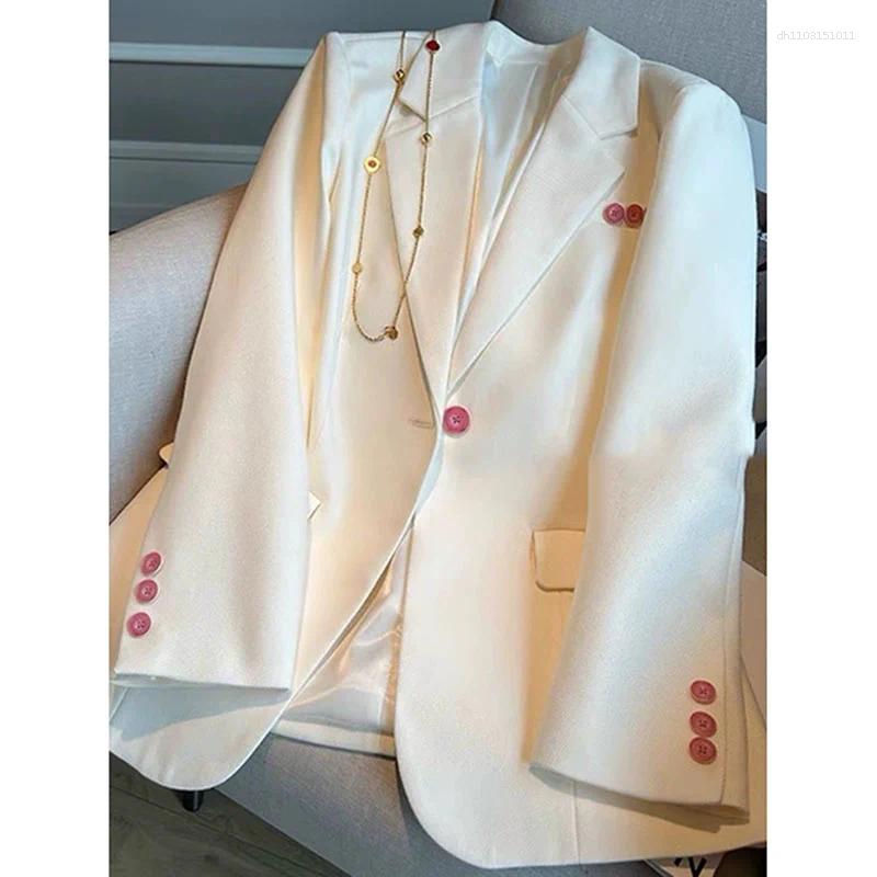 Women's Suits Women Blazer 2025 Fashion Spring Autumn Loose Long Sleeve Single Button Office Suit Ladies Jacket Outerwear Female Tops