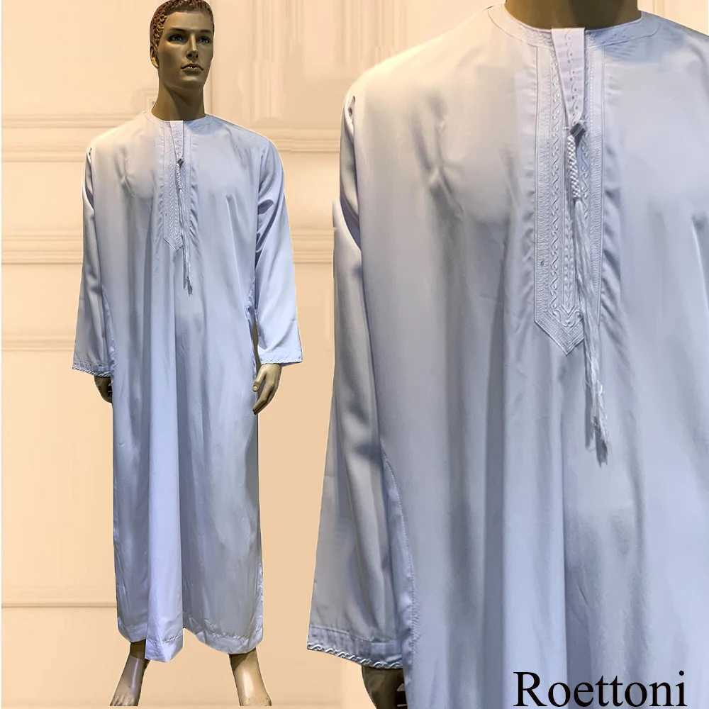 Long Sleeve Aman Abaya 1Piece Jubba Thobe For Men Kaftan Pakistan Muslim Saudi Arabia Djellaba Islam Clothing Prayer Robe AfghanXJ250506
