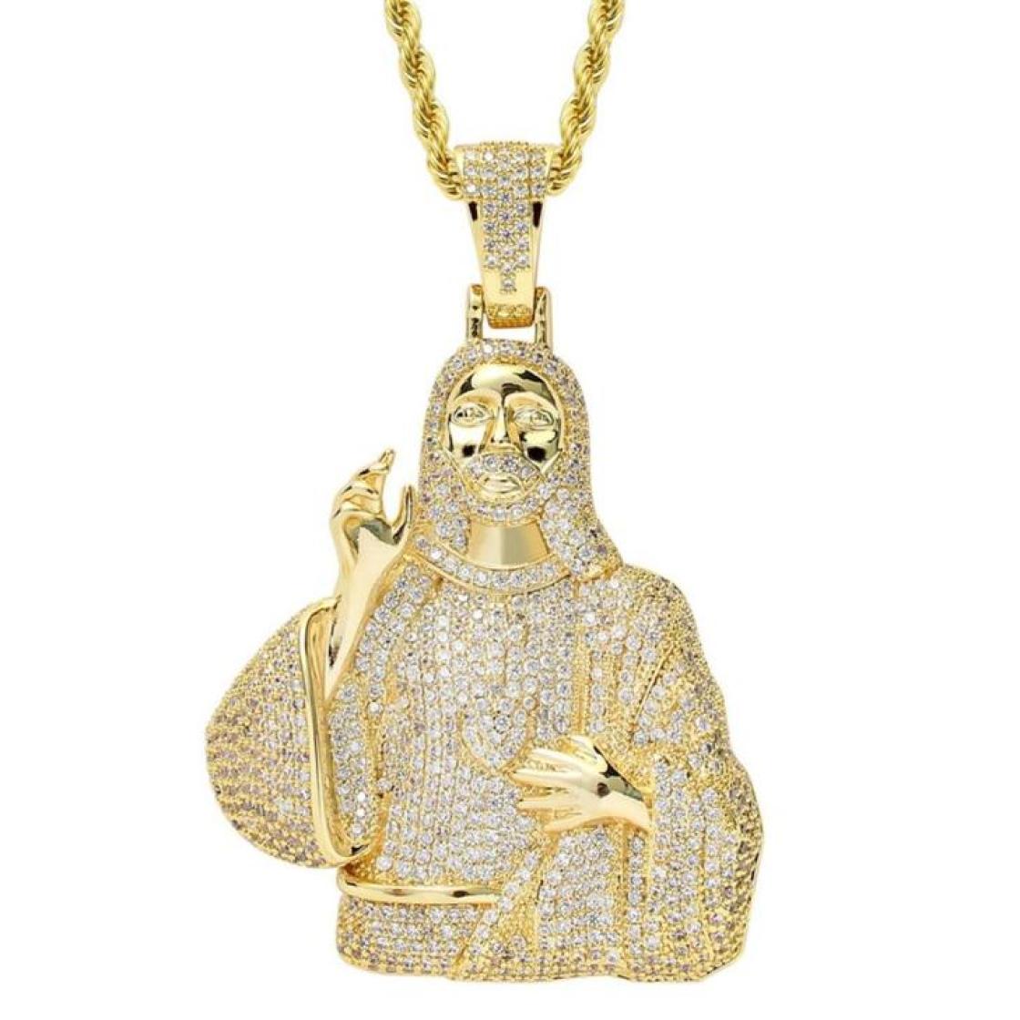 Europe and the United States Jesus Christ pendant necklace as ornaments hiphop micro inlay zircon large smooth surface204h3372409
