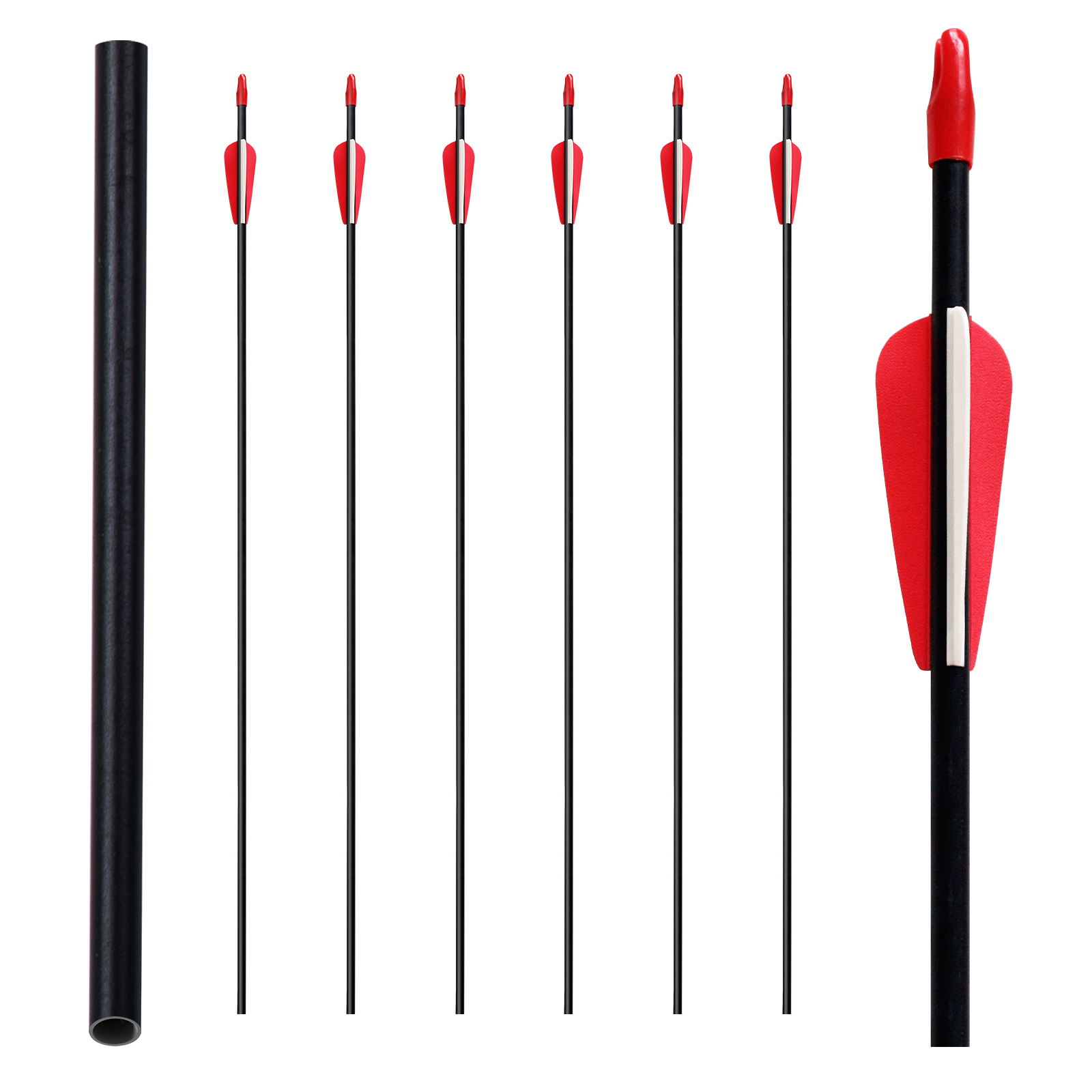 Archery Arrows 28inch Practice Training Targeting Arrows Fiberglass Arrows Excluding Arrowheads for Kids Youth and Teens (Pack of 6)