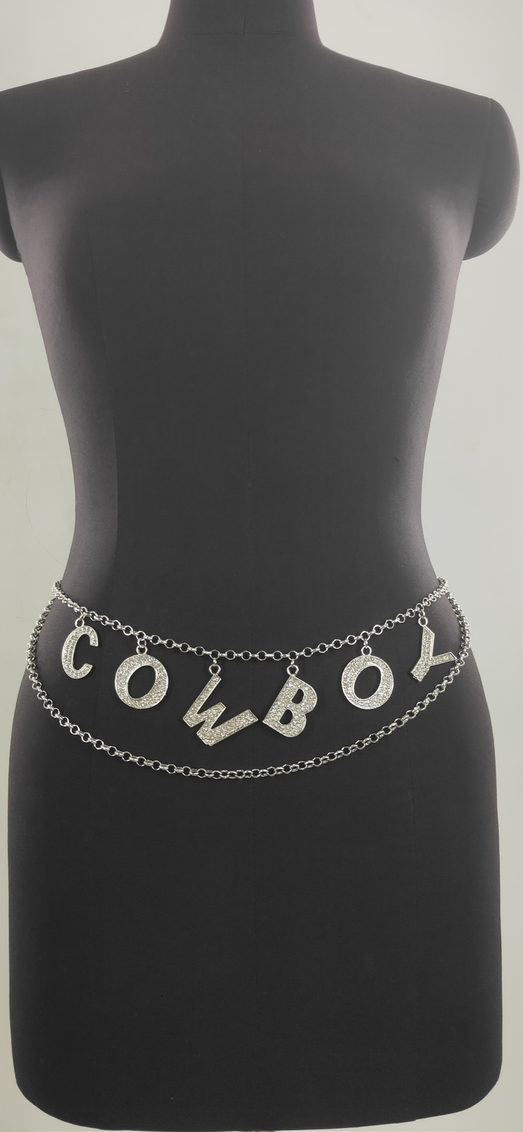 MW2936waist chain fashion rhinestone inlaid letter pendant wave flow Su chain waist chain waist accessory