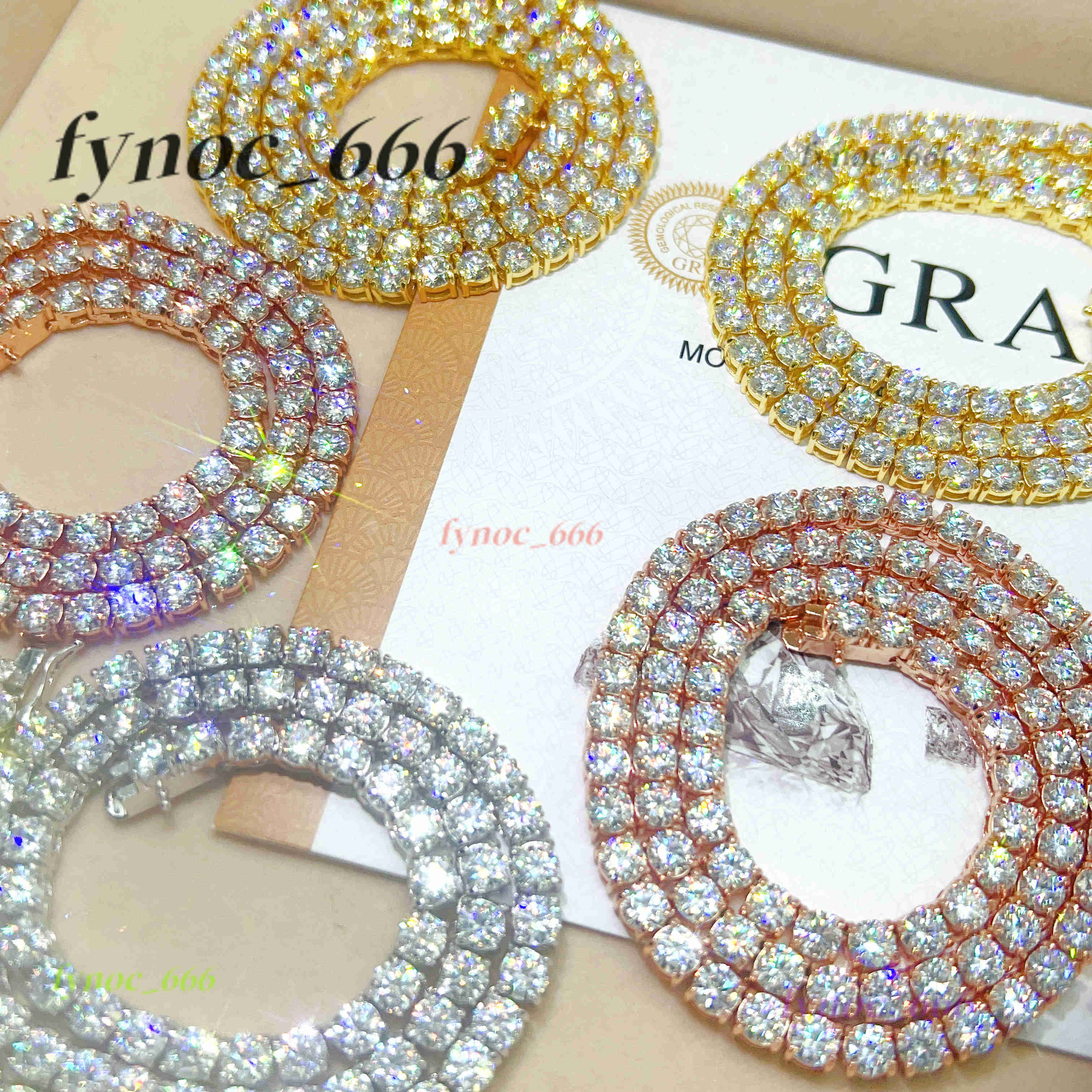 Hot Sale Product Teal Moissanite Chains Necklace 925 Sterling Silver Tennis Chain
