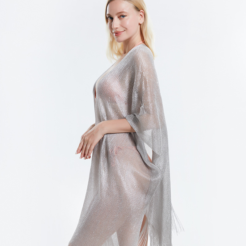 K635 2024 New European and American Style Sexy Mesh Sunscreen Solid Color Sunscreen Shawl Scarf Fashionable Women's Shawl Scarf
